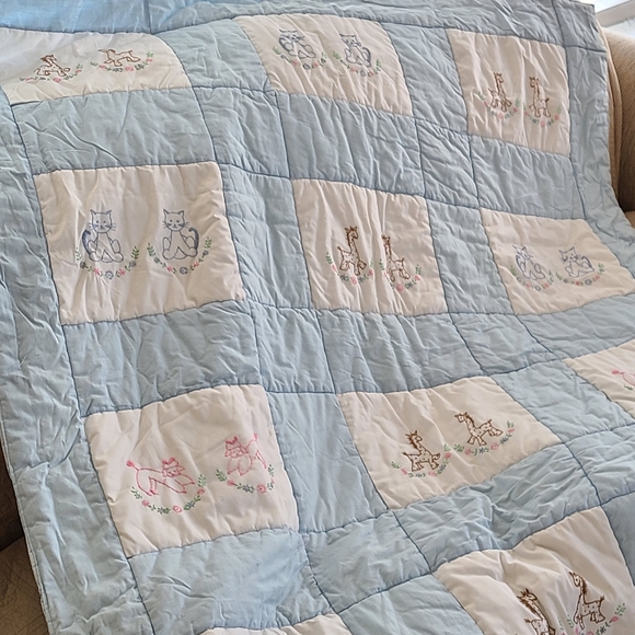 Vintage Bedding Hand Embroidered Childs Quilt Poshmark